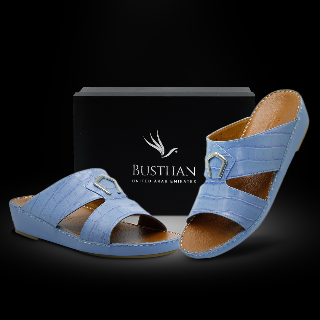 Busthan-03-[H16]-CROCODILE-Pattern-Blue-Tan-Gents-Sandal-40